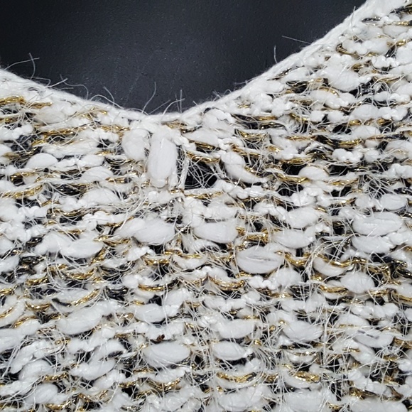 Lane Bryant Sweater White Gold Fringe 22/24 - Picture 3 of 8